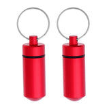 Maxbell 2Pcs Waterproof Aluminum Pill Box Case Bottle Cache Drug Holder Keychain Round Red