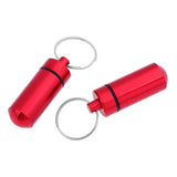 Maxbell 2Pcs Waterproof Aluminum Pill Box Case Bottle Cache Drug Holder Keychain Round Red