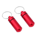 Maxbell 2Pcs Waterproof Aluminum Pill Box Case Bottle Cache Drug Holder Keychain Round Red