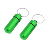 Maxbell 2Pcs Waterproof Aluminum Pill Box Case Bottle Cache Drug Holder Keychain Round Green