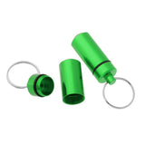Maxbell 2Pcs Waterproof Aluminum Pill Box Case Bottle Cache Drug Holder Keychain Round Green
