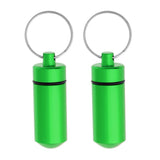 Maxbell 2Pcs Waterproof Aluminum Pill Box Case Bottle Cache Drug Holder Keychain Round Green