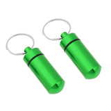 Maxbell 2Pcs Waterproof Aluminum Pill Box Case Bottle Cache Drug Holder Keychain Round Green