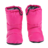 Maxbell White Goose Down Slippers Winter Warm Camping Tent Foot Booties Rose Red L
