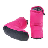Maxbell White Goose Down Slippers Winter Warm Camping Tent Foot Booties Rose Red L