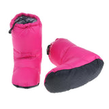Maxbell White Goose Down Slippers Winter Warm Camping Tent Foot Booties Rose Red L
