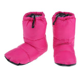Maxbell White Goose Down Slippers Winter Warm Camping Tent Foot Booties Rose Red L