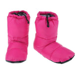 Maxbell White Goose Down Slippers Winter Warm Camping Tent Foot Booties Rose Red L