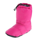 Maxbell White Goose Down Slippers Winter Warm Camping Tent Foot Booties Rose Red L