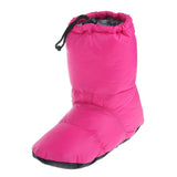 Maxbell White Goose Down Slippers Winter Warm Camping Tent Foot Booties Rose Red L