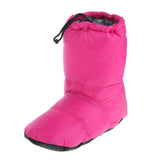 Maxbell White Goose Down Slippers Winter Warm Camping Tent Foot Booties Rose Red L