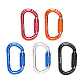 Maxbell 25KN Aluminum Rock Climbing Rescue Safety D Type Carabiner Red Auto