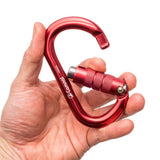 Maxbell 25KN Aluminum Rock Climbing Rescue Safety D Type Carabiner Red Auto