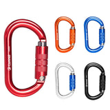 Maxbell 25KN Aluminum Rock Climbing Rescue Safety D Type Carabiner Red Auto