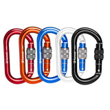 Maxbell 25KN Aluminum Rock Climbing Rescue Safety D Type Carabiner Red Screwgate