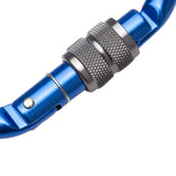 Maxbell 25KN Aluminum Rock Climbing Rescue Safety D Type Carabiner Blue Screwgate