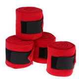 Maxbell 4pcs Soft Fleece Equestrian Leg Wraps Bandage for Horse Riding Racing Red