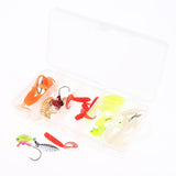 Maxbell 5 Pieces Spin Jig Heads & 25 Pieces Bionic Maggot Grub Soft Fishing Lures