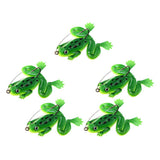 Max 5pcs Frog Fishing Lures Soft Topwater Frog Crankbait with Hook Green