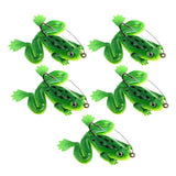 Max 5pcs Frog Fishing Lures Soft Topwater Frog Crankbait with Hook Green