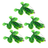 Max 5pcs Frog Fishing Lures Soft Topwater Frog Crankbait with Hook Green