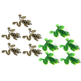 Max 5pcs Frog Fishing Lures Soft Topwater Frog Crankbait with Hook Green