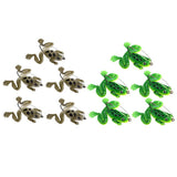 Max 5pcs Frog Fishing Lures Soft Topwater Frog Crankbait with Hook Green
