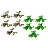 Max 5pcs Frog Fishing Lures Soft Topwater Frog Crankbait with Hook Green