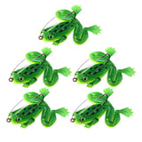 Max 5pcs Frog Fishing Lures Soft Topwater Frog Crankbait with Hook Green