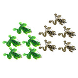 Max 5pcs Frog Fishing Lures Soft Topwater Frog Crankbait with Hook Green