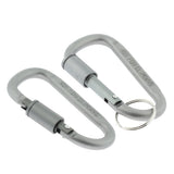 Max Durable Locking Climbing Carabiner D Shape Matte Silver Keychain Clip Type 1