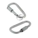 Max Durable Locking Climbing Carabiner D Shape Matte Silver Keychain Clip Type 1