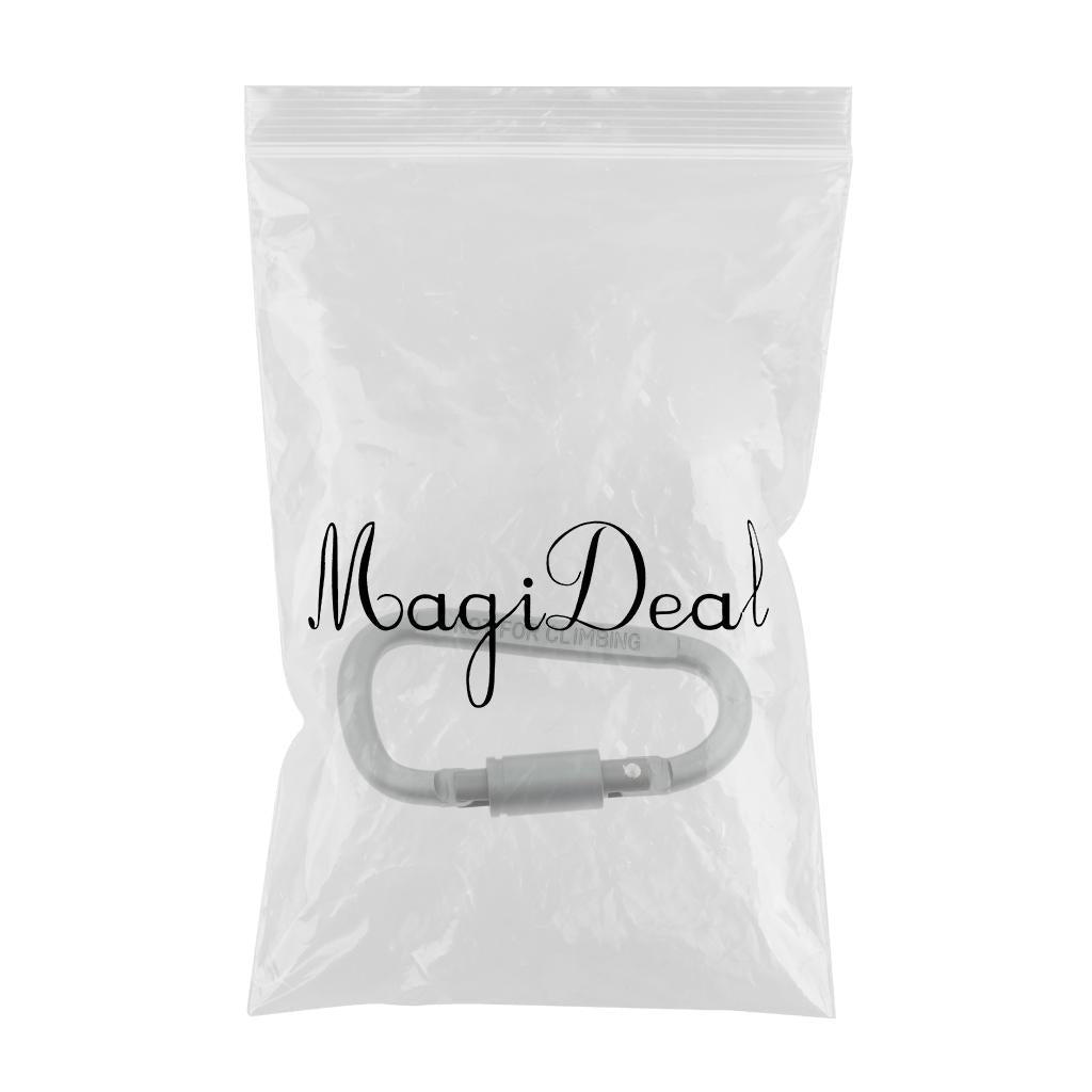 Max Durable Locking Climbing Carabiner D Shape Matte Silver Keychain Clip Type 2