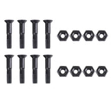 Max 8 Pieces Skateboard 25mm Truck Bolts Screws with Nuts Set Hardware - Black