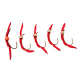 Max Maxb 5 Pieces San Juan Squirmy Wormy Trout Worm Fly Assortment Fishing Flies Red