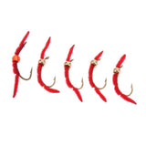 Max Maxb 5 Pieces San Juan Squirmy Wormy Trout Worm Fly Assortment Fishing Flies Red