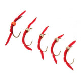 Max Maxb 5 Pieces San Juan Squirmy Wormy Trout Worm Fly Assortment Fishing Flies Red