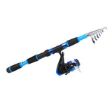 Max Fishing Kit Telescopic Fishing Rod and Reel Combos Hook Tackle Kit 1.8m Blue