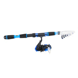 Max Fishing Kit Telescopic Fishing Rod and Reel Combos Hook Tackle Kit 1.8m Blue