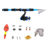 Max Fishing Kit Telescopic Fishing Rod and Reel Combos Hook Tackle Kit 1.8m Blue