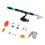 Max Fishing Kit Telescopic Fishing Rod and Reel Combos Hook Tackle Kit 1.8m Blue