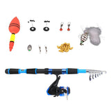 Max Fishing Kit Telescopic Fishing Rod and Reel Combos Hook Tackle Kit 1.8m Blue