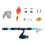 Max Fishing Kit Telescopic Fishing Rod and Reel Combos Hook Tackle Kit 1.8m Blue