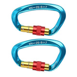 Max 2Pieces 25KN Aluminum Carabiner D-Ring Keychain Durable Hooks Clip Hiking
