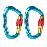 Max 2Pieces 25KN Aluminum Carabiner D-Ring Keychain Durable Hooks Clip Hiking