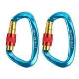 Max 2Pieces 25KN Aluminum Carabiner D-Ring Keychain Durable Hooks Clip Hiking