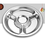 Max 304 Stainless Steel Sectioned Food Serving Tray for School Canteen 25.5cm B