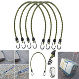 Max 4 Pieces Elastic Bungee Cord Rope Luggage Packing Strap &Hook Outdoor Khaki