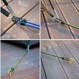 Max 4 Pieces Elastic Bungee Cord Rope Luggage Packing Strap &Hook Outdoor Khaki