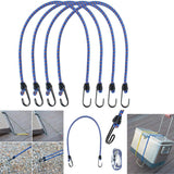 Max 4 Pieces Elastic Bungee Cord Rope Luggage Packing Strap &Hook Outdoor Blue